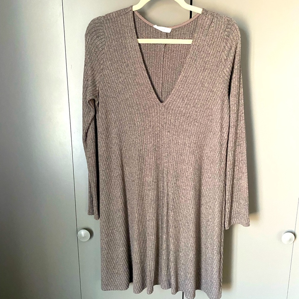 V neck Sweater Dress